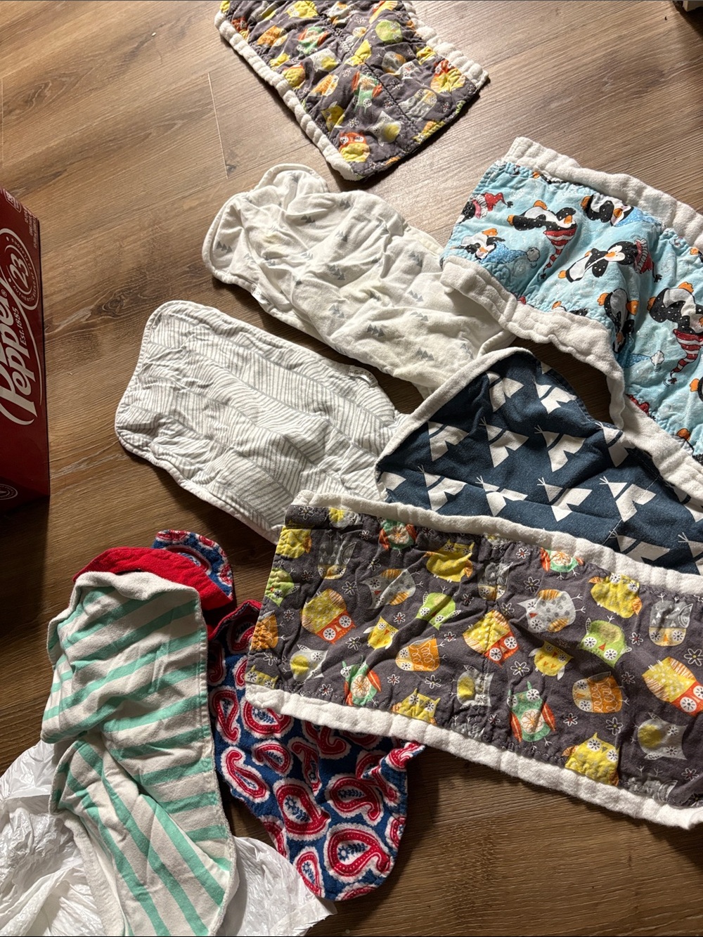 SET OF EIGHT Reusable Burp Spit Up Rags Diaper Inserts - Colorful Patterned Pack